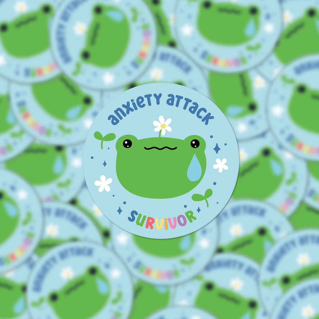 Anxiety Attack Survivor Frog Decal Sticker