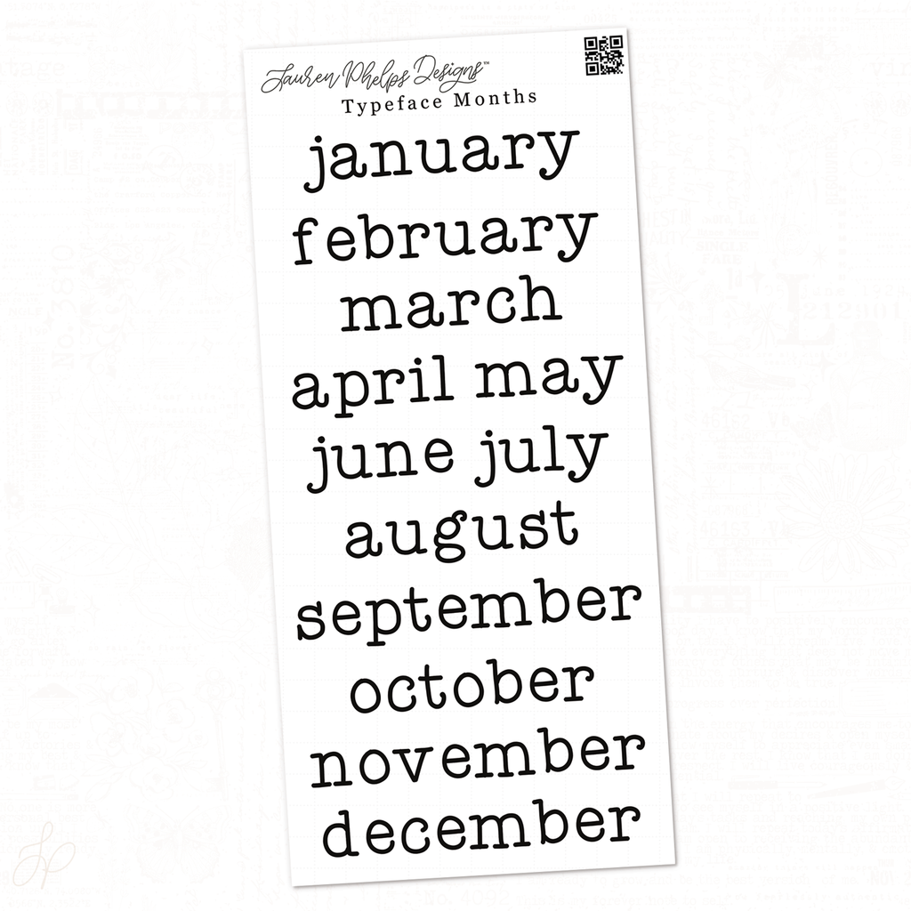 Typeface Months Sticker Sheet (OG) | Washi or White