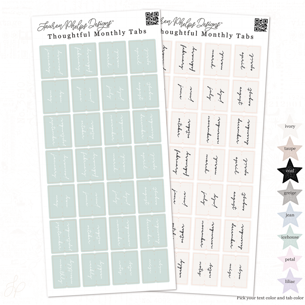 Thoughtful Planner Tabs Sticker Sheet | Mix & Match