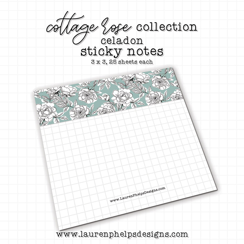 Cottage Rose: Celadon Sticky Note